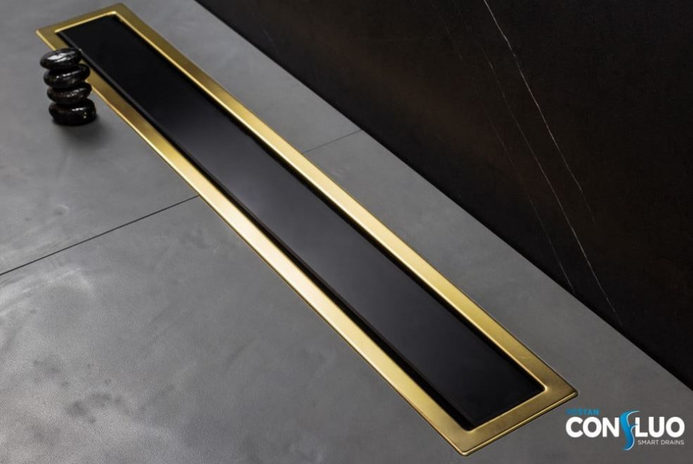 Peštan kanalice Confluo Premium Line Gold crno staklo slika