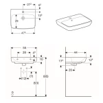 Geberit Selnova Square 55 lavabo tehnicki crtez