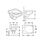 Geberit Selnova Compact konzolna WC šolja smanjena dubina tehnicki crtez