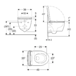 Geberit iCon set konzolna WC šolja, smanjena dubina, skriveno kačenje teh. crtez