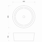 Minotti Odelisse nadgradni lavabo Ø400 mermerni tehnicki crtez