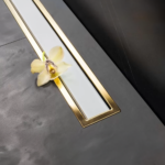 Peštan kanalice Premium Line Gold belo staklo