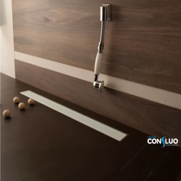 Peštan kanalice Confluo Frameless Line belo staklo