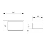 Minotti nadgradni lavabo 405x205x105 sa otvorom za slavinu desni tehnicki crtez