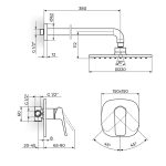Rosan uzidna baterija sa zidnim tusem tehnicki crtez