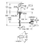 Grohe Bauedge baterija za umivaonik S – Size tehnicki crtez