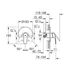 Grohe Eurosmart baterija za tuš tehnicki crtez