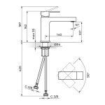 Rosan Quadro Black baterija za lavabo - M tehnicki crtez