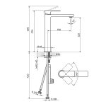Rosan S2 Black baterija za lavabo tehnicki crtez