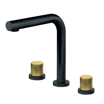 Rosan S2 Black&Gold baterija podgradna za lavabo dvoručna - visoka