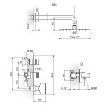 Rosan S2 baterija za tuš kadu tehnicki crtez