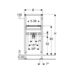 Geberit Duofix sanitarni montažni element za umivaonik tehnicki crtez