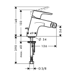 Hansgrohe Ecos slavina za bide sa podsklopom tehnicki crtez