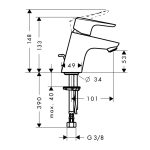 Hansgrohe Ecos slavina za umivaonik M sa podsklopom tehnicki crtez