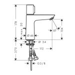 Hansgrohe Talis E Select slavina za lavabo 110 tehnicki crtez