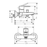 Hansgrohe Vernis Bland slavina za kadu tehnicki crtez