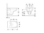 Geberit Smyle konzolna WC šolja, rimfree tehnicki crtez