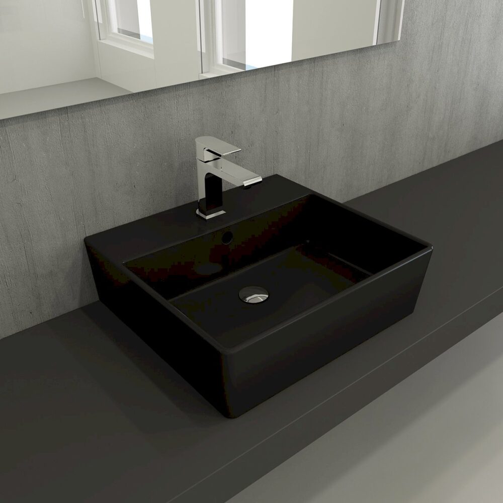 Bocchi Milano nadgradni lavabo 50cm mat crna slika