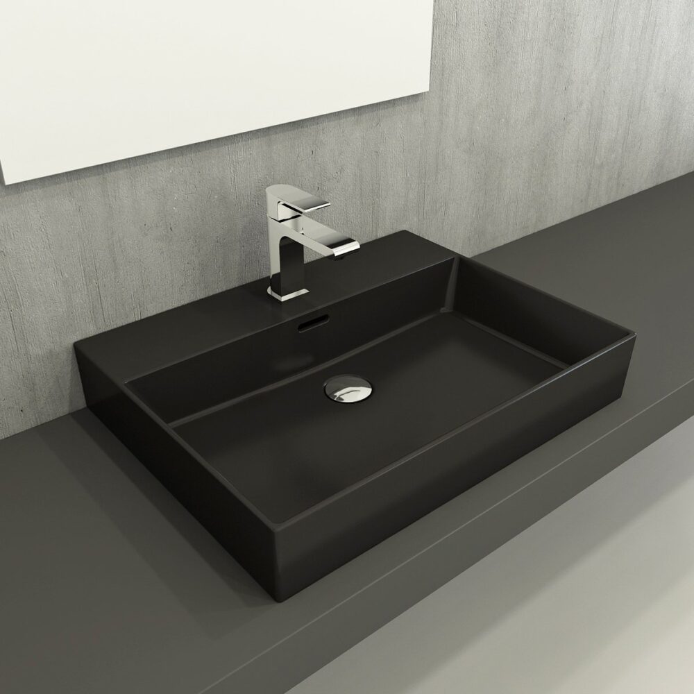 Bocchi Milano nadgradni lavabo 60cm crna mat tehnicki crtez