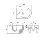 Bocchi V-Tondo konzolni bide Tehnicki crtez