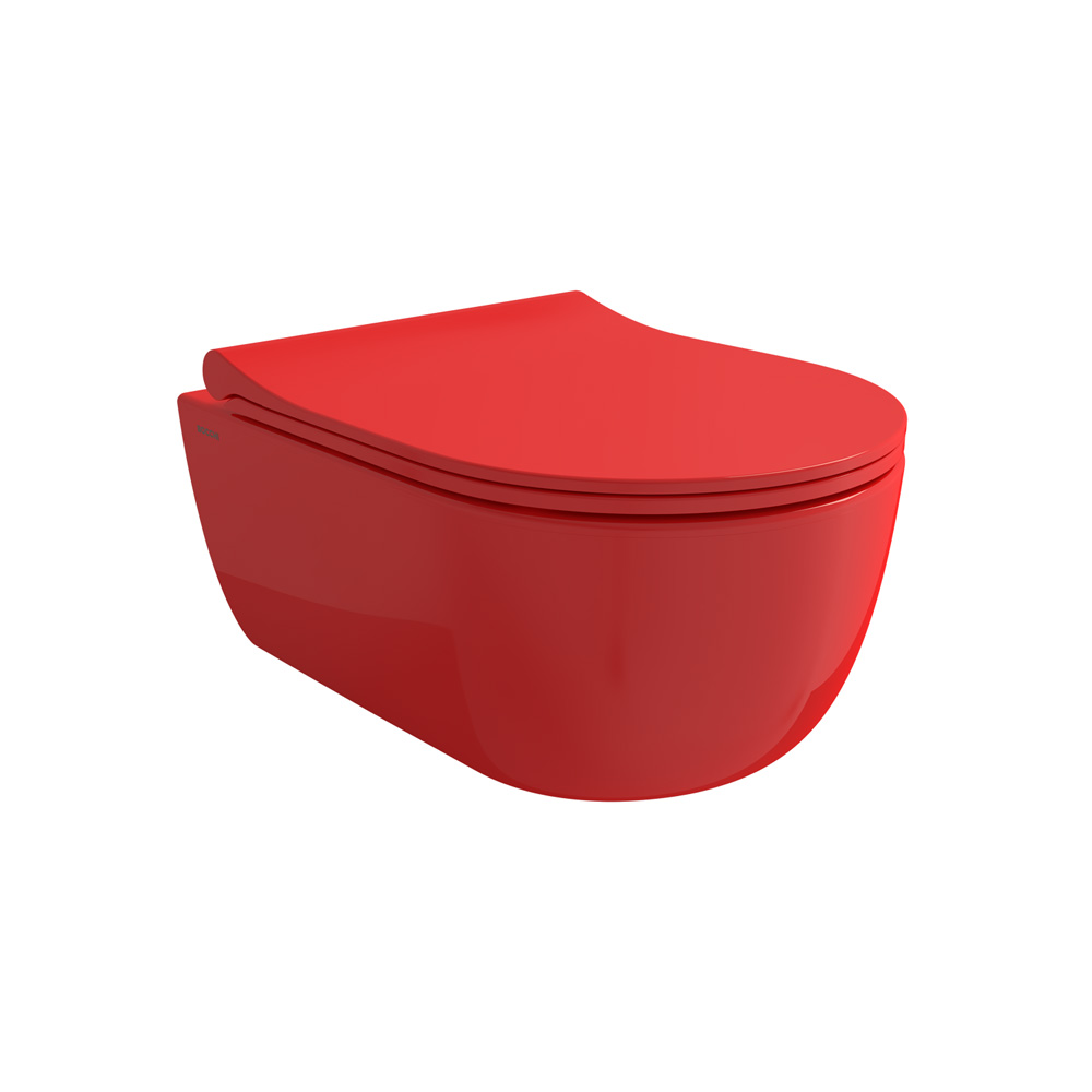Bocchi V-Tondo Rimless kratka konzolna wc šolja crvena sjaj