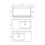 Lavabo sa ormarićem 90 Pino Art Venus tehnicki crtez