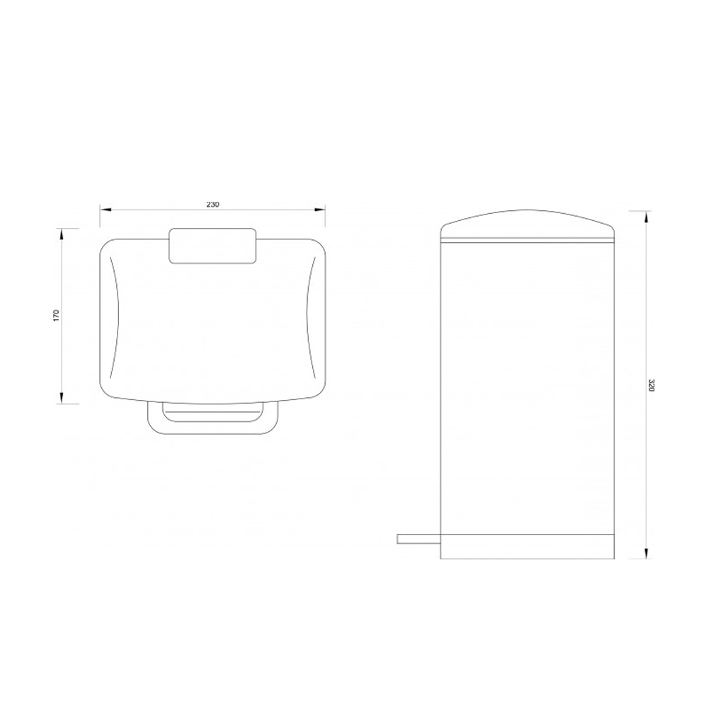 Concept kanta za otpatke 6L - saten kvadrat tehnički crtež