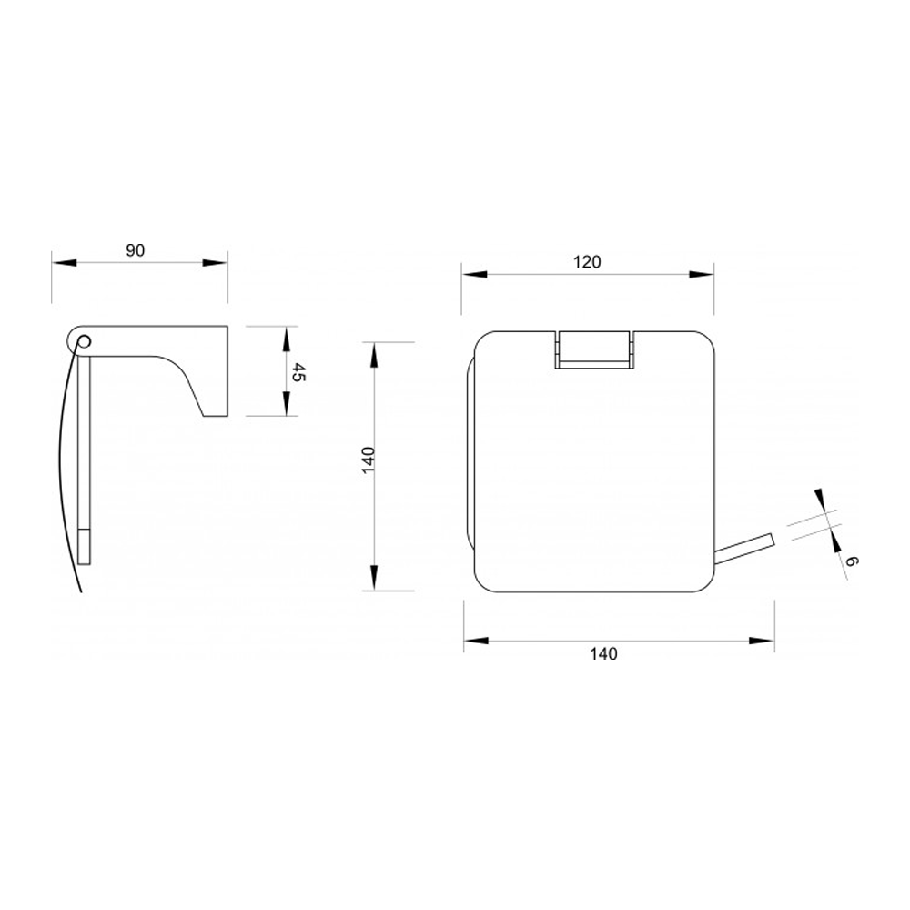 Concept Fuego držač toalet papira tehnički crtež