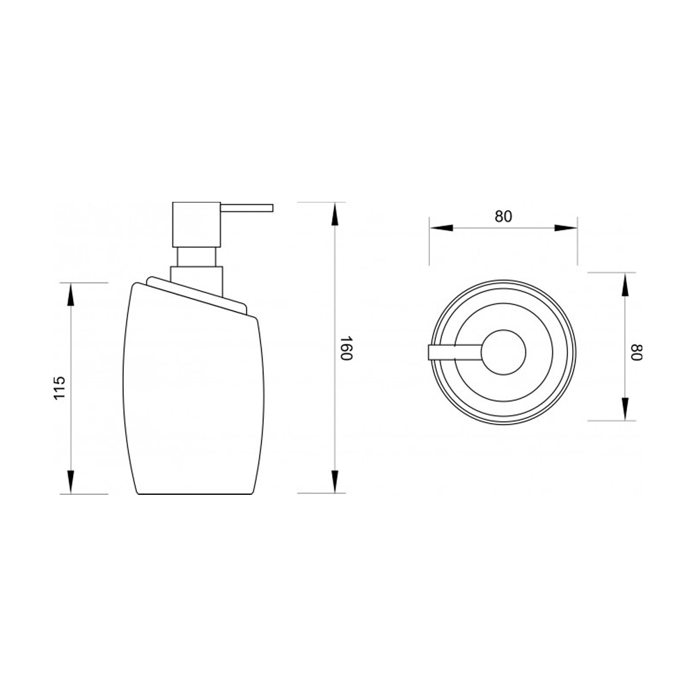 Minotti dozer sapuna stojeći tehnicki crtez