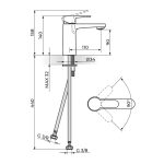 Rosan Blau baterija za lavabo tehnicki crtez