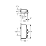 Grohe Smartcontrol termostatska baterija za kadu tehnicki crtez