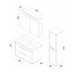 LineArt Efes 600 ormarić sa umivaonikom tehnicki crtez