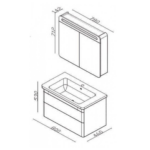 LineArt Efes 800 ormarić sa umivaonikom tehnicki crtez
