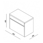 LineArt Notte 600 oak ormarić bez umivaonika tehnicki crtez