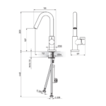Rosan S3 baterija za lavabo tehnicki crtez
