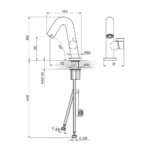 Rosan S3 baterija za lavabo tehnicki crtez