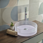 Copen stakleni nadgradni lavabo Ø400x125 belo dno