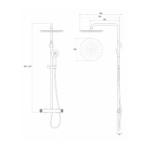 Copen termostatska baterija sa usponskim tušem tehnicki crtez