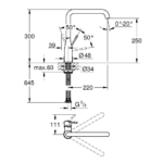 Grohe Essence baterija za sudoperu tehnicki crtez