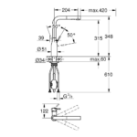 Grohe Essence baterija za sudoperu tehnicki crtez