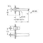 Grohe Eurosmart baterija za umivaonik, 2 otvora M-Size tehnicki crtez