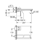 Grohe Lineare baterija za umivaonik, 2 otvora L – size tehnicki crtez