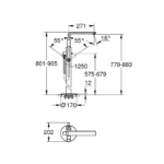 Grohe Lineare stojeća baterija za kadu tehnicki crtez