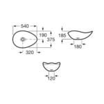 Roca Ruy Ohtake nadgradni lavabo Beli tehnicki crtez