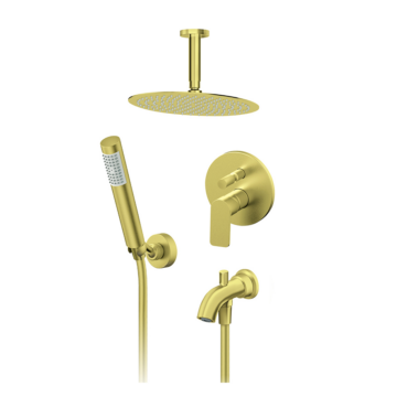 Rosan S2 Gold baterija za kadu sa tuš ružom, izlivom i zidnim tušem