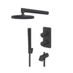 Rosan Stolz S4 Black termostatska uzidna baterija sa izlivom, tuš ružom i ručnim tušem