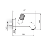 Rosan Stolz S4 baterija za hladnu vodu - fiksni izliv tehnicki crtez