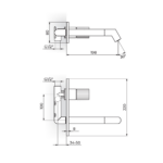 Rosan Stolz S4 uzidna baterija za lavabo tehnicki crtez