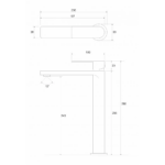 Copen Nook baterija za lavabo visoka tehnicki crtez