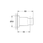 Grohe Rainshower zidni držač ručnog tuša tehnicki crtez